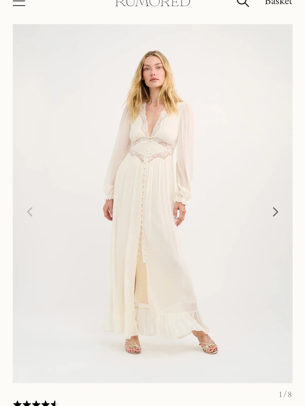 Rumored Ivory Lace-Detail Maxi Dress
